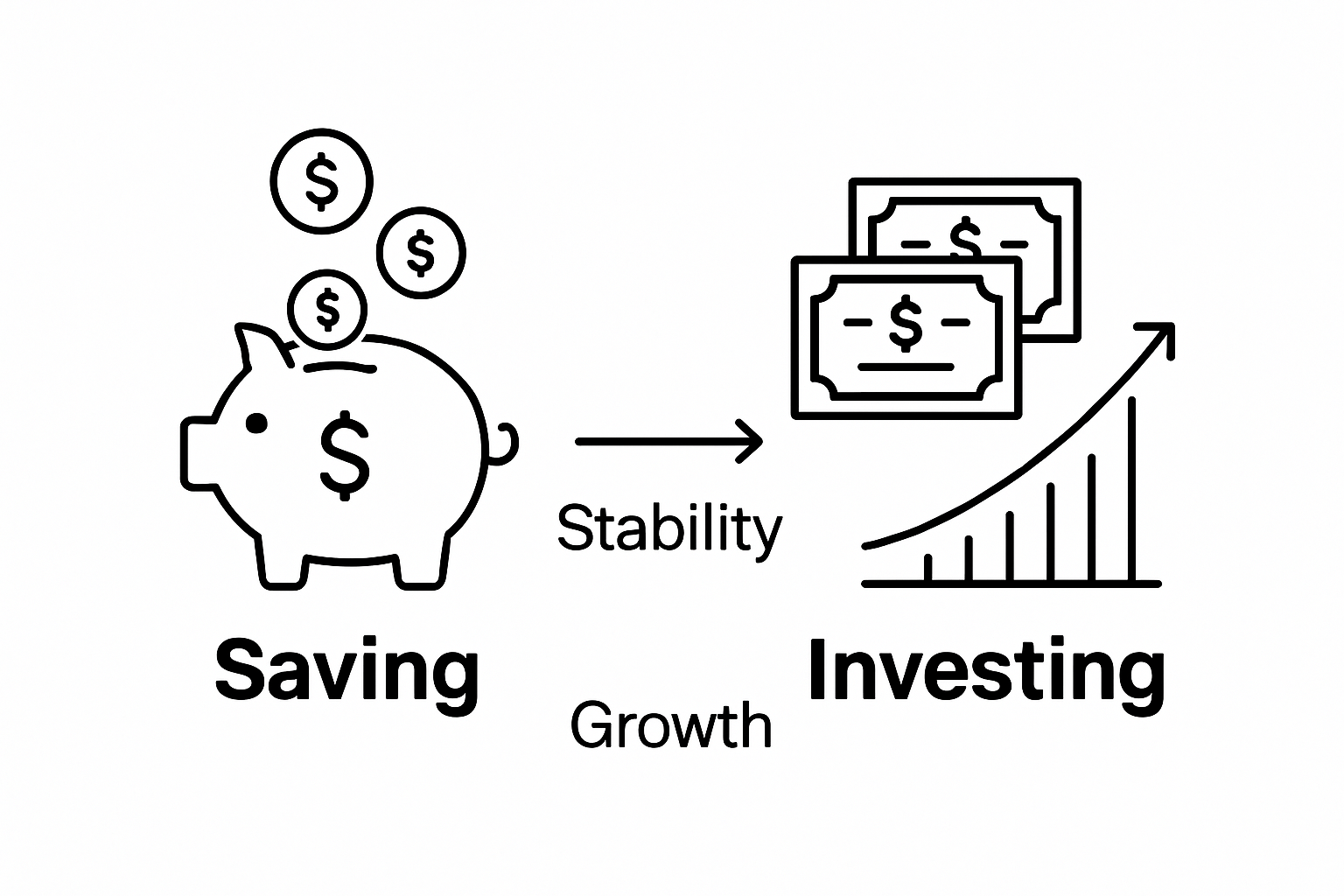 infographic comparing saving and investing visually