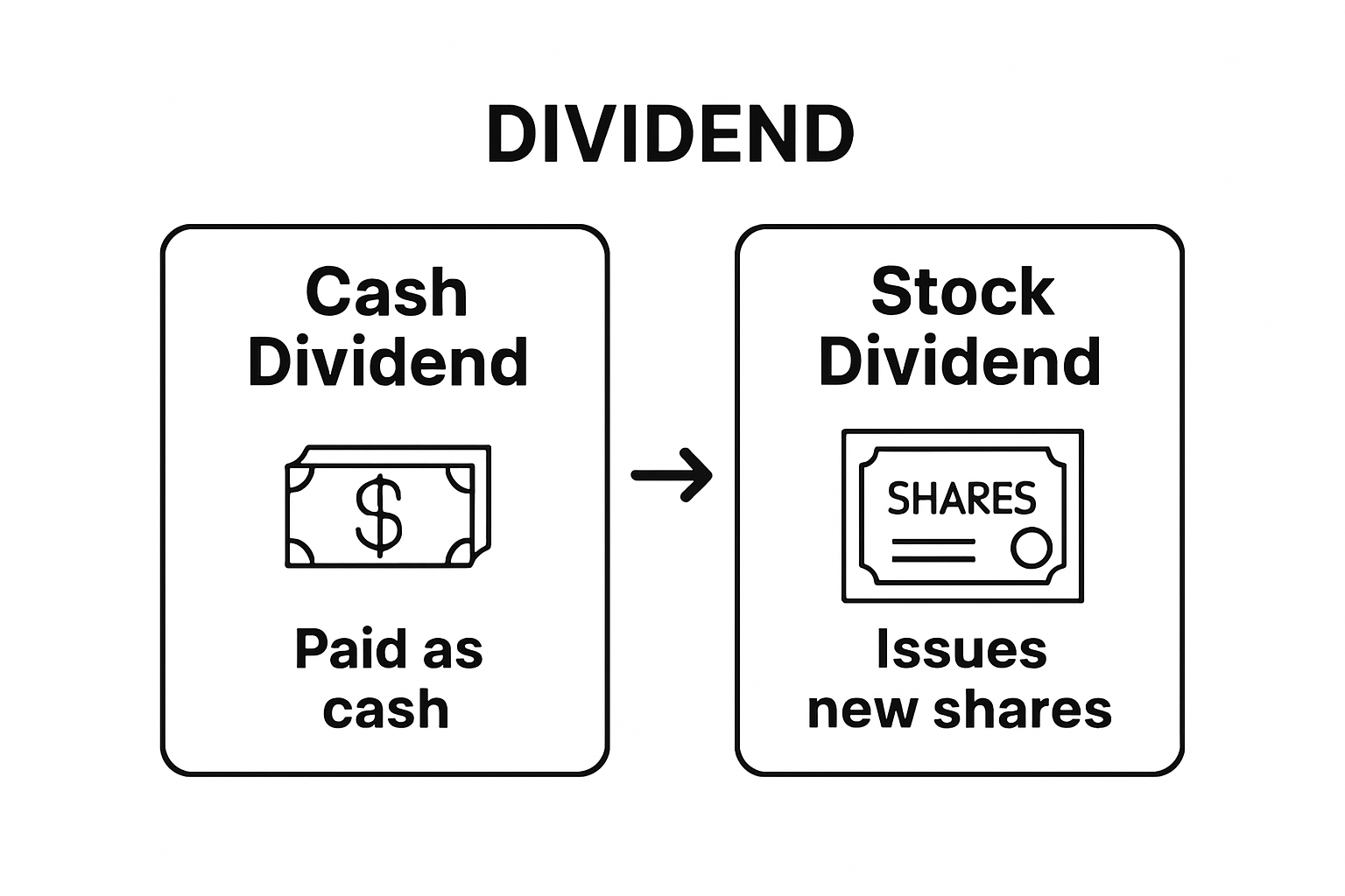 Comparison of cash vs. stock dividends infographic