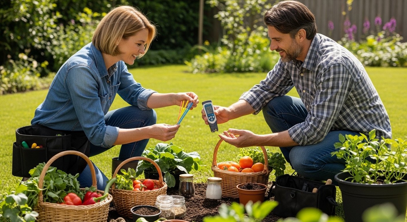gardeners using soil test
