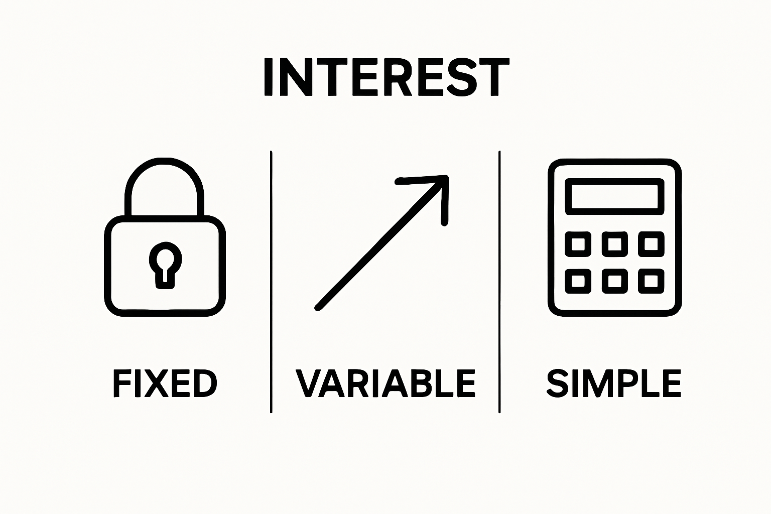 Infographic comparing fixed, variable, and simple interest rates