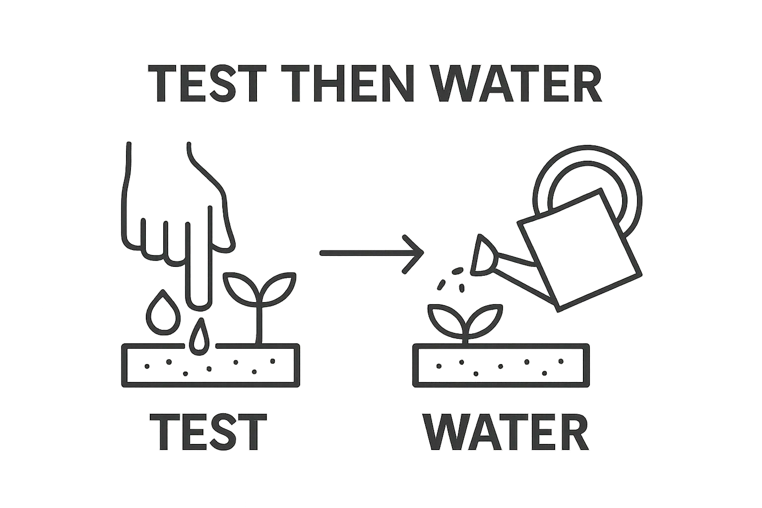 Soil moisture test followed by correct watering method for snake plant