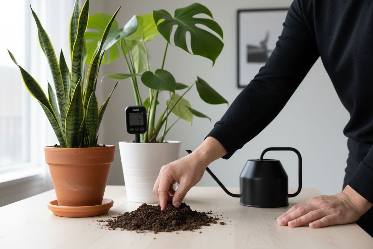 indoor plant soil check