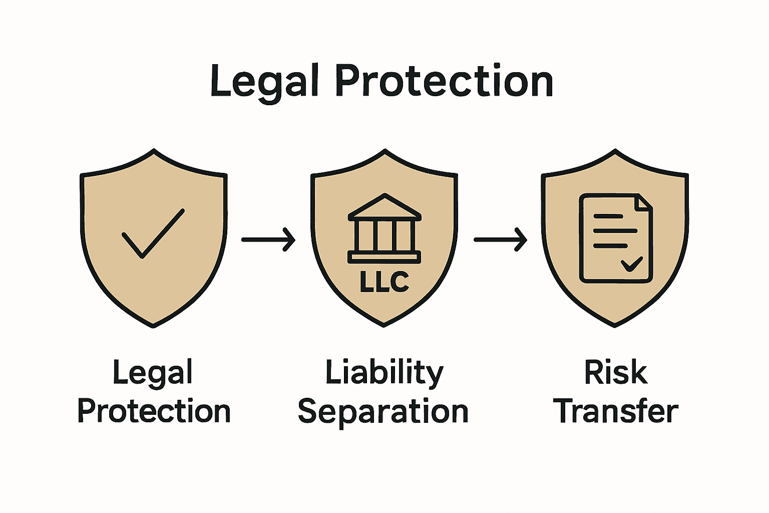 Infographic showing trust, LLC, and insurance protection layers