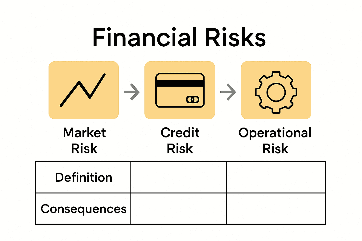 Infographic comparing types of financial risks with icons and definitions.