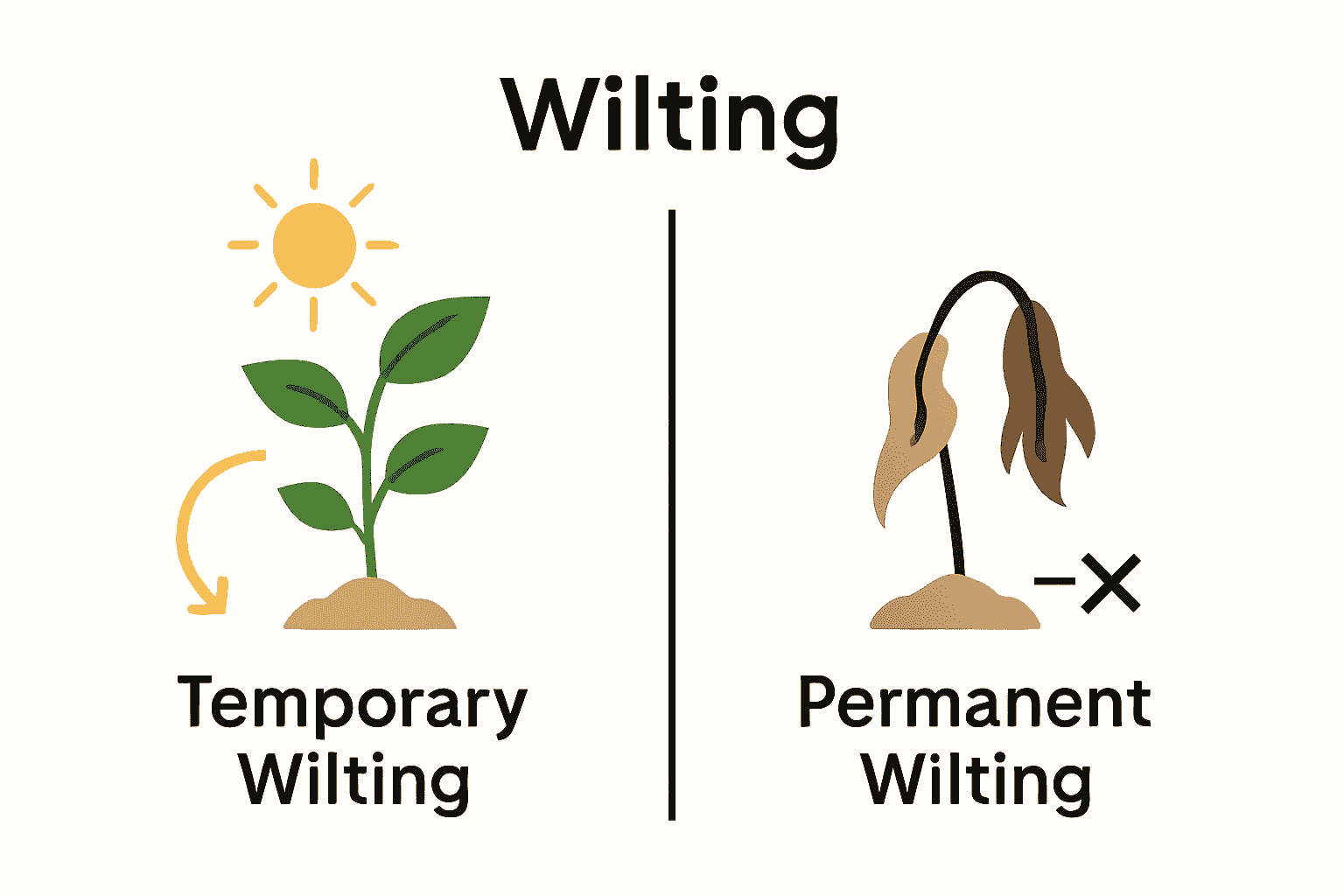 Comparison of temporary and permanent wilting in plants