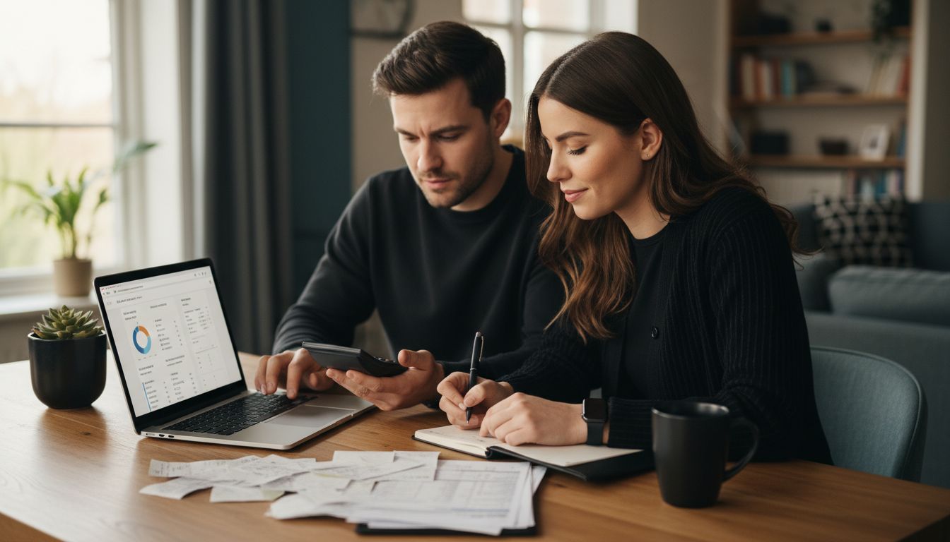 household budgeting scene