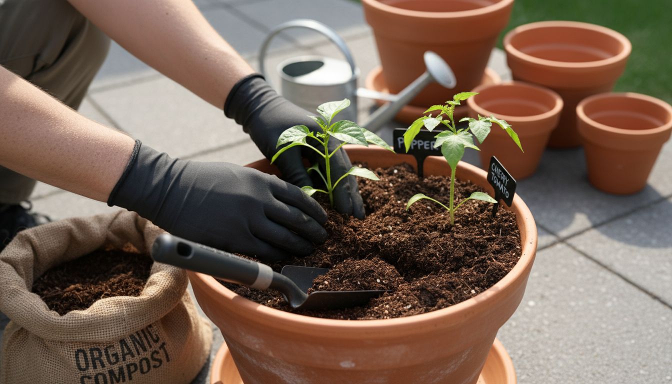 planting vegetable seedlings pot