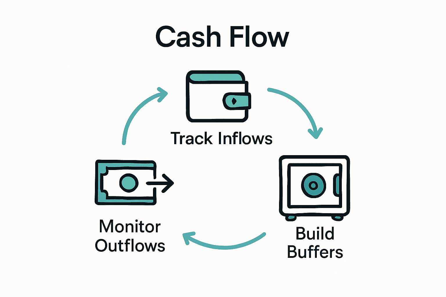 Infographic visualizing inflows, outflows, and cash reserves