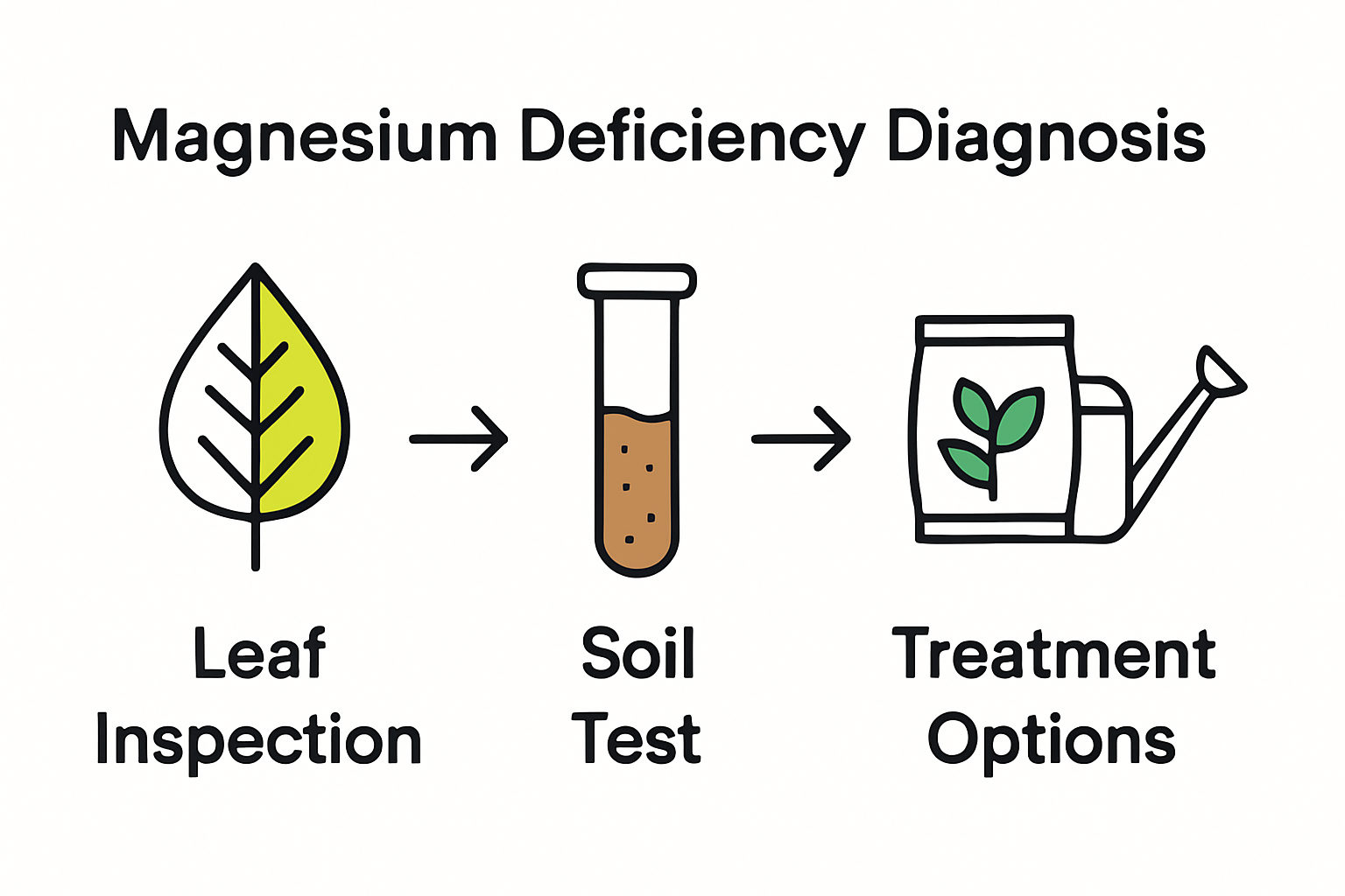 Infographic showing steps to diagnose magnesium deficiency