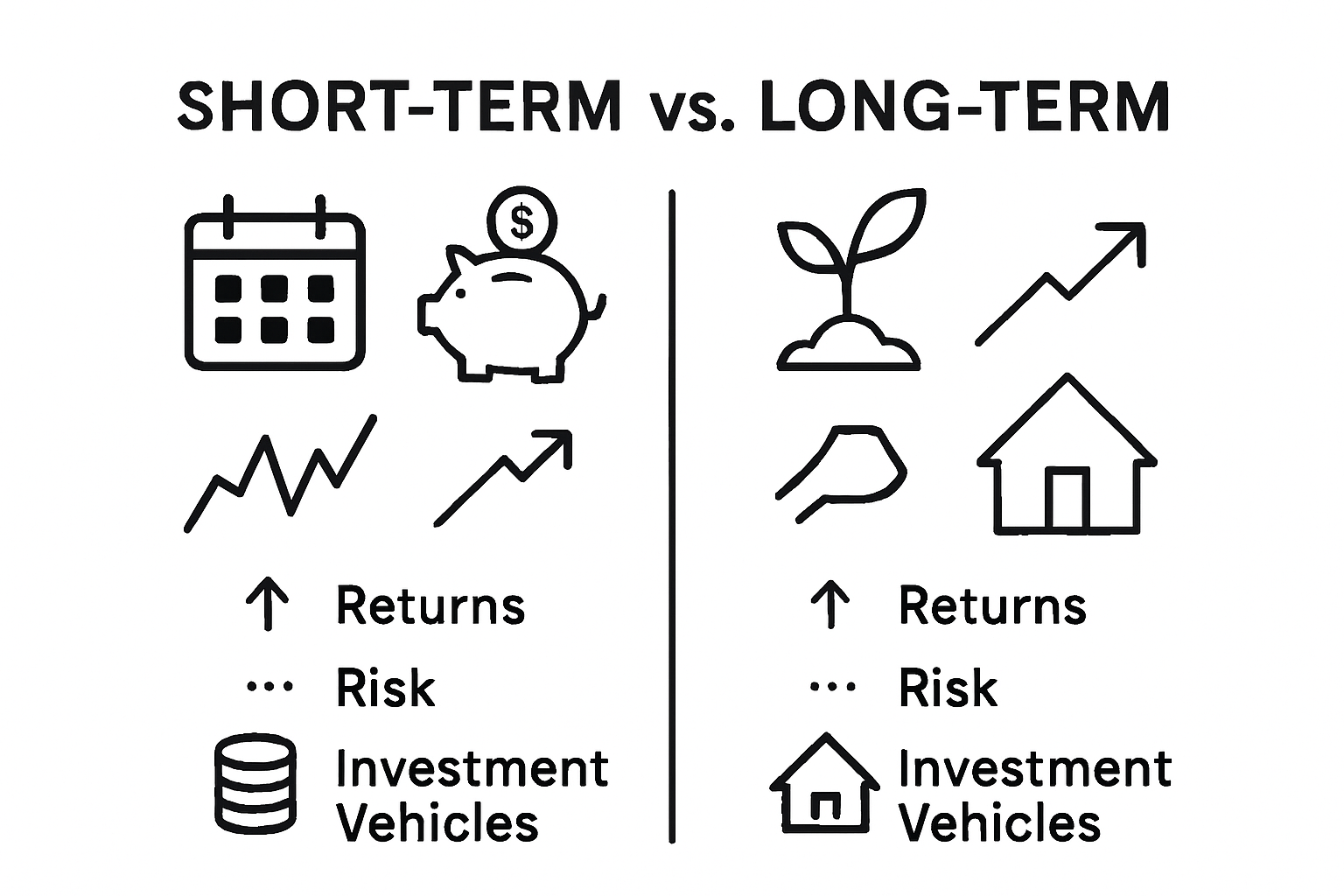 Infographic comparing short and long term investing