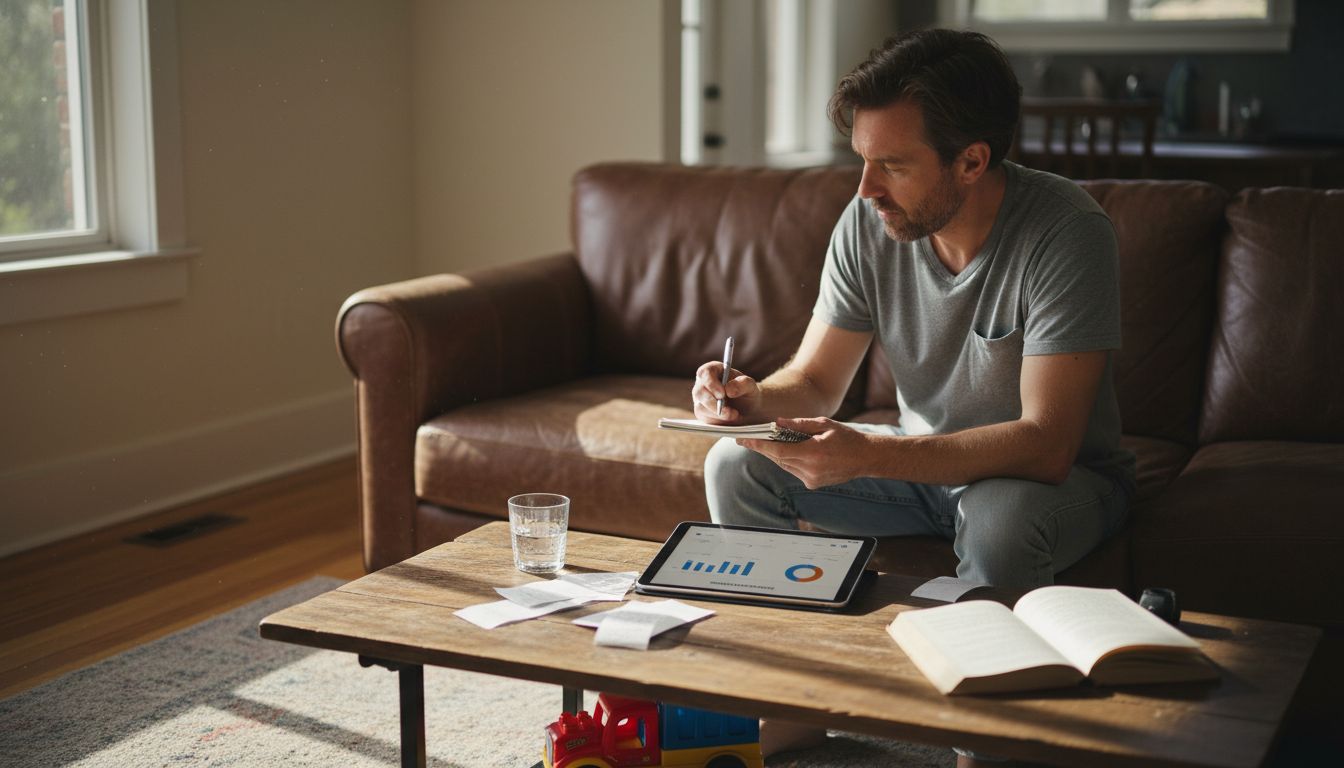 Man calculating emergency fund expenses