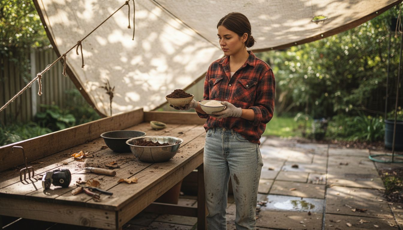 Person comparing types of natural fertilizers