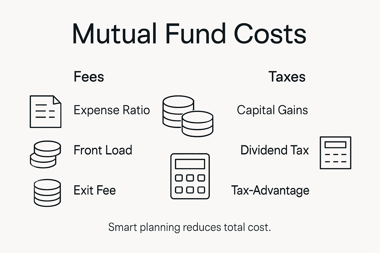 Infographic showing mutual fund costs and taxes