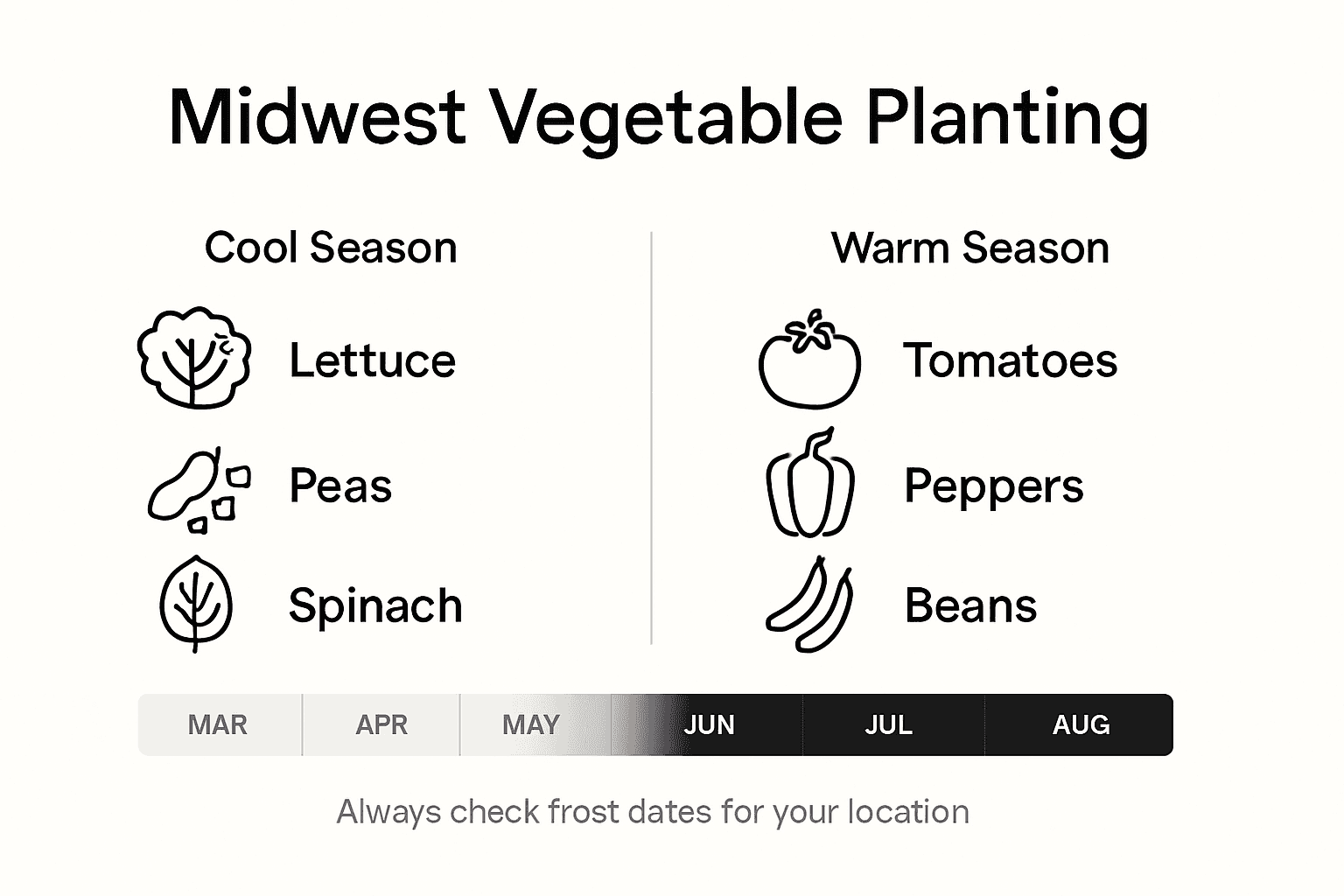 Infographic of Midwest vegetable planting chart