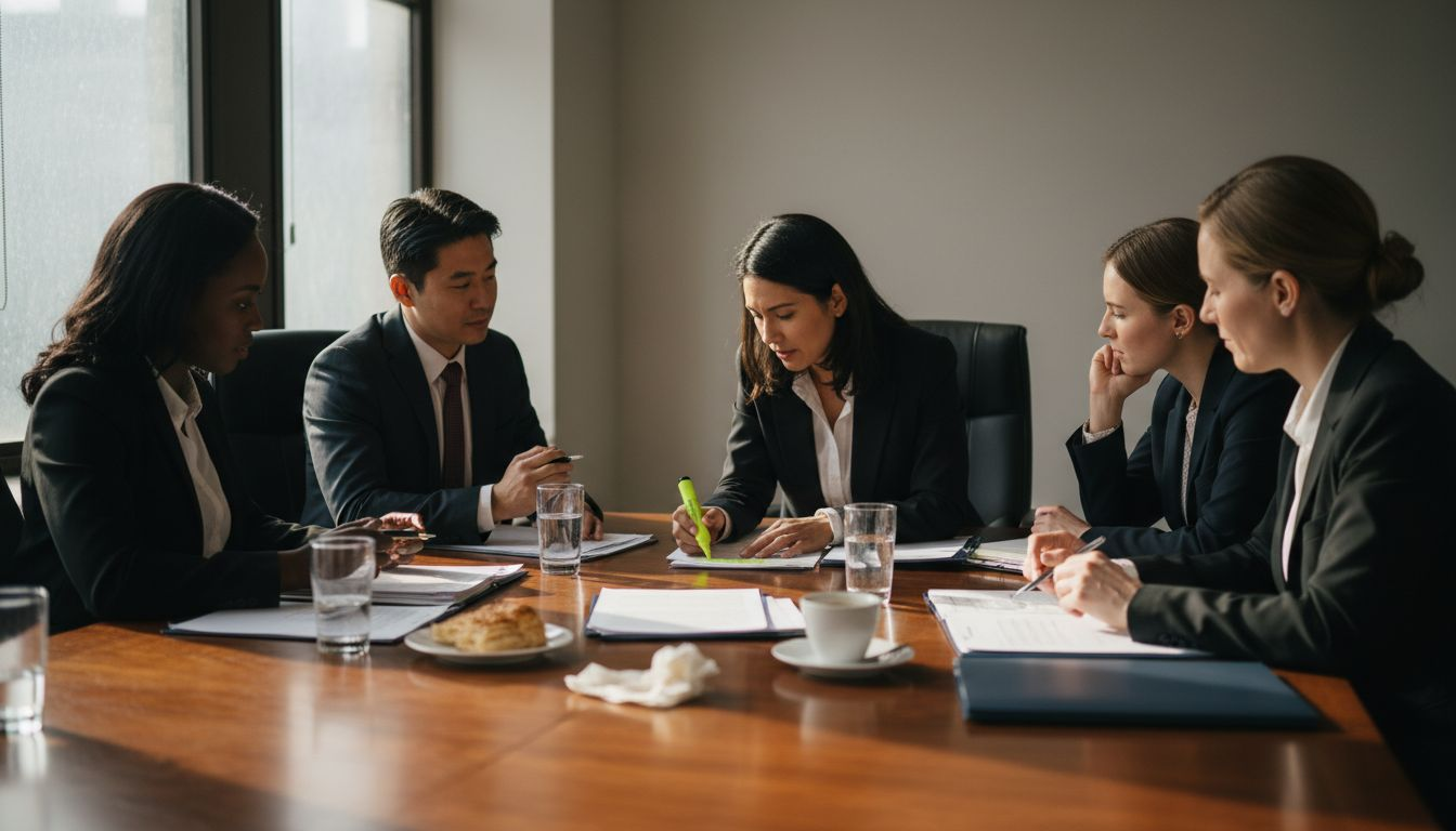 Company board discussing stock split paperwork