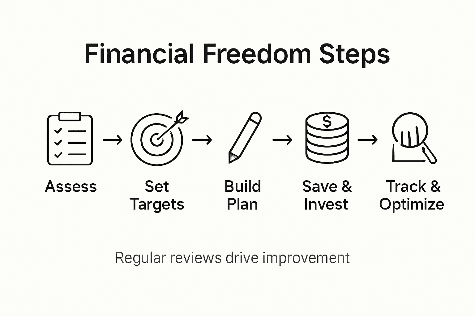 Infographic showing key steps to financial freedom