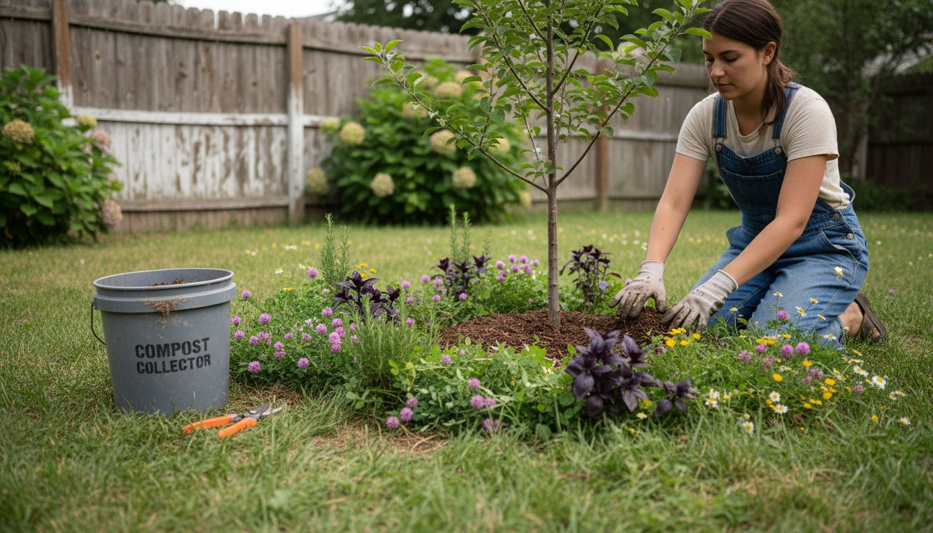 Layered plant guild in permaculture design