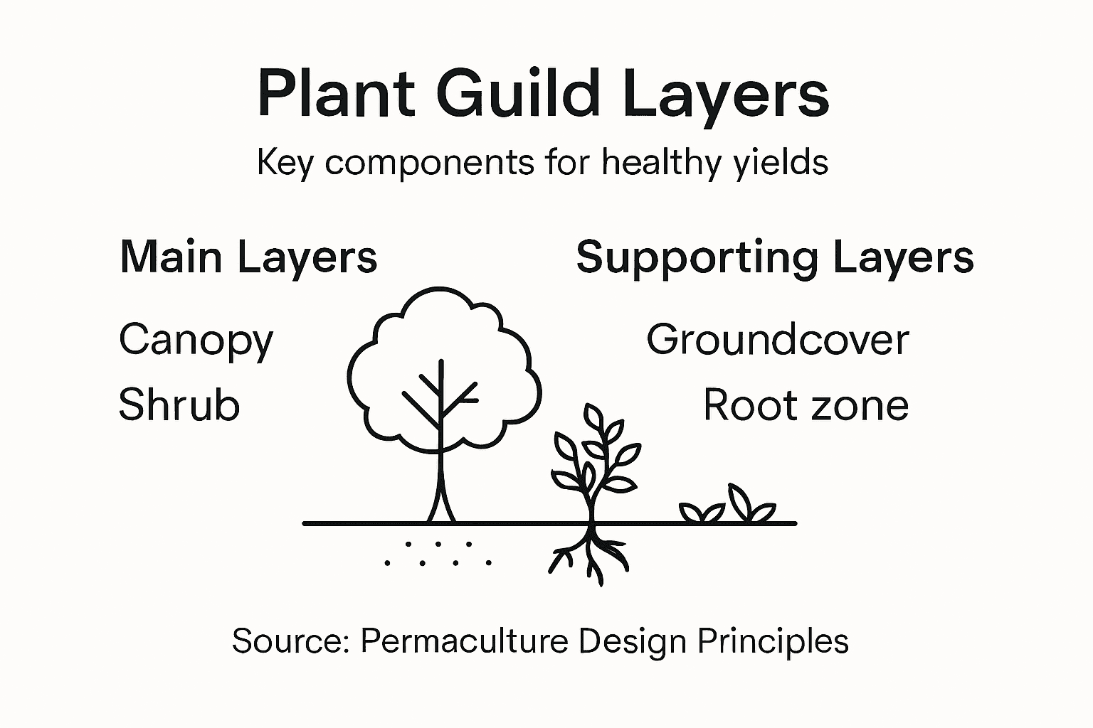 Infographic showing layers of plant guilds