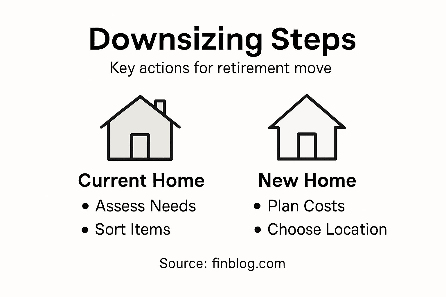 Infographic of downsizing steps in retirement