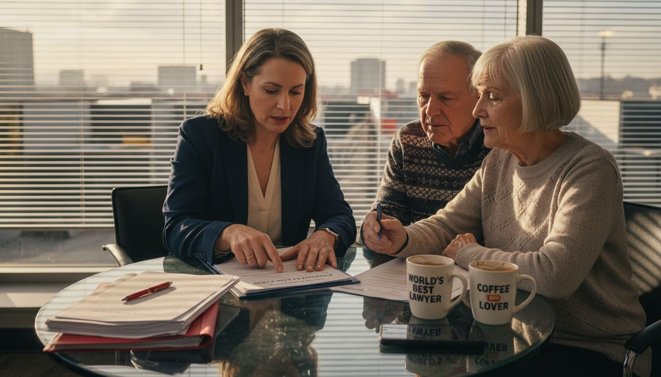 Attorney explaining trust paperwork to clients