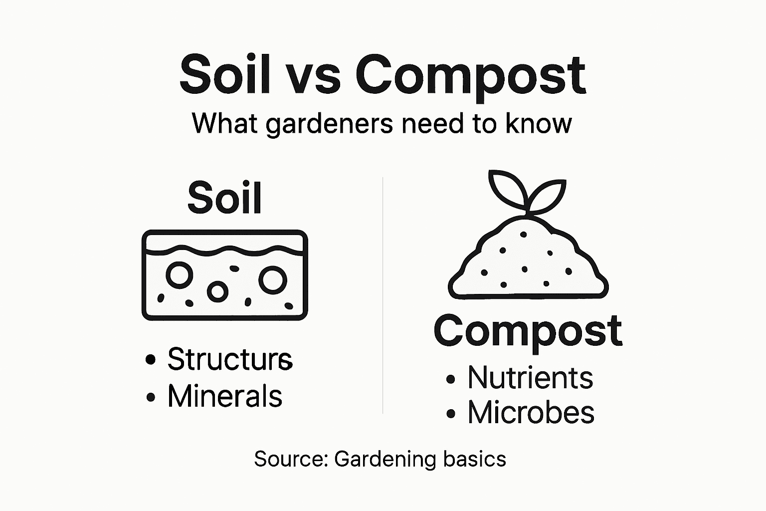 Infographic comparing soil and compost features
