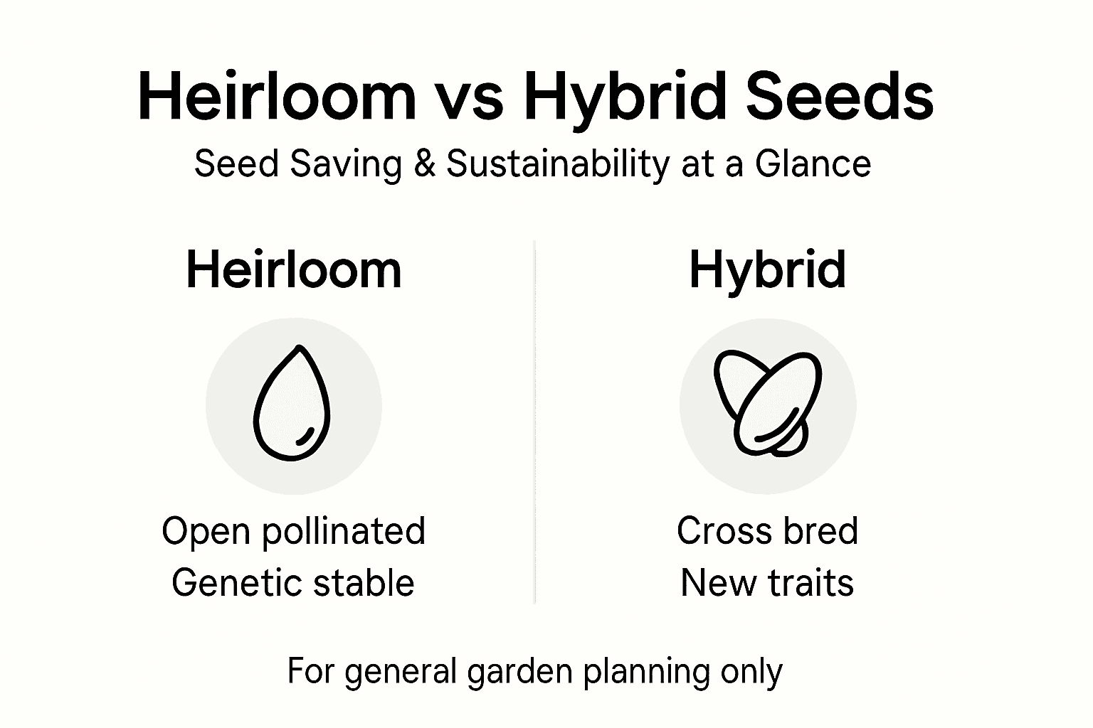 Infographic comparing heirloom and hybrid seeds