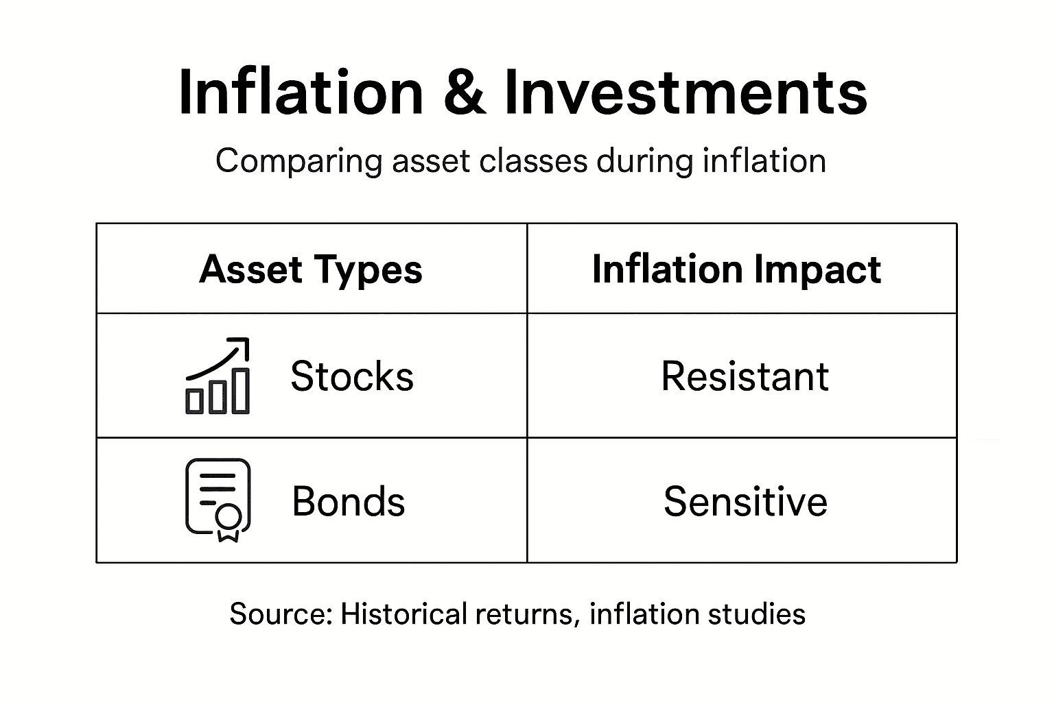 Infographic comparing inflation effects by asset type