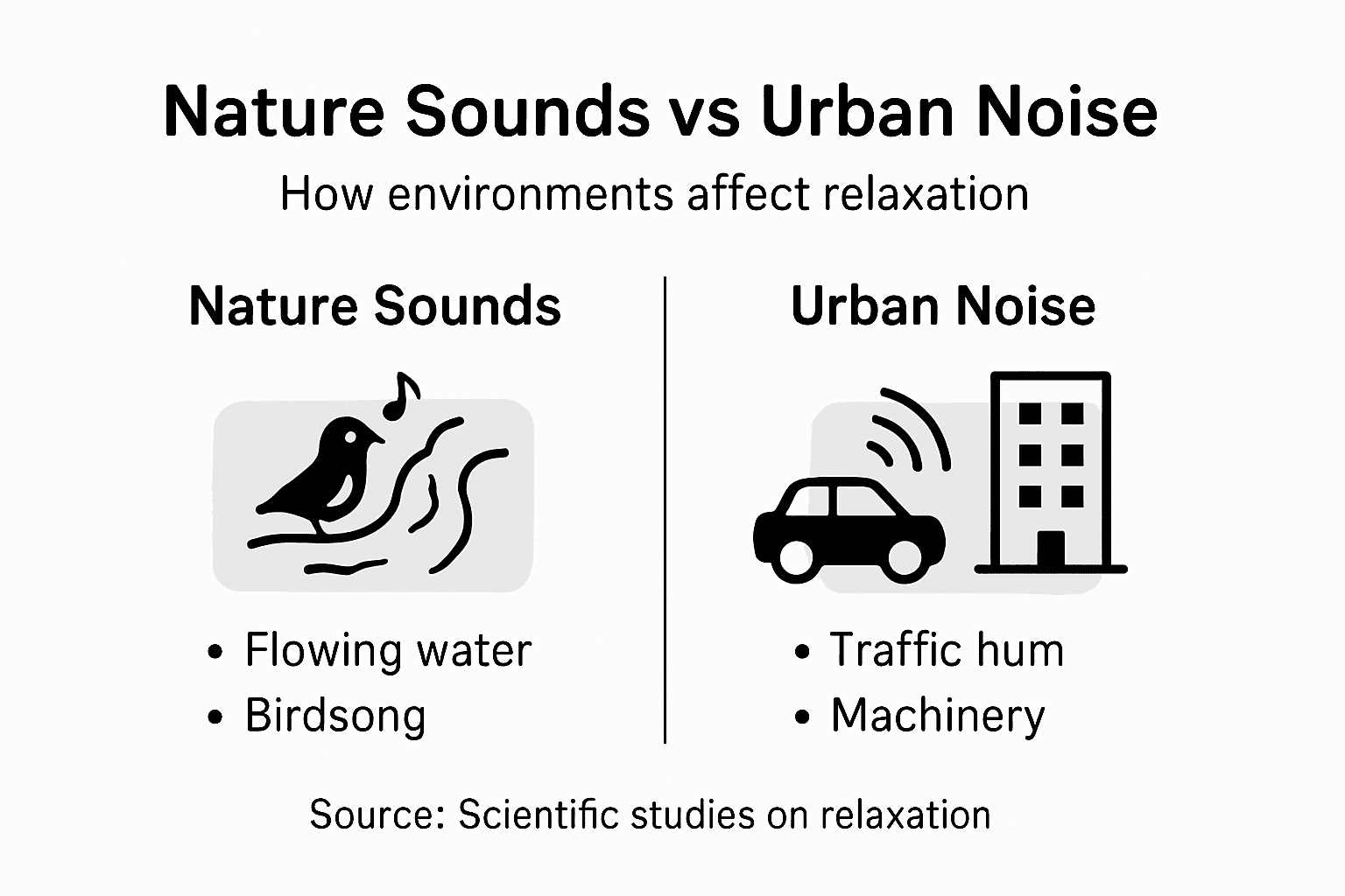 Infographic comparing nature and urban sound environments