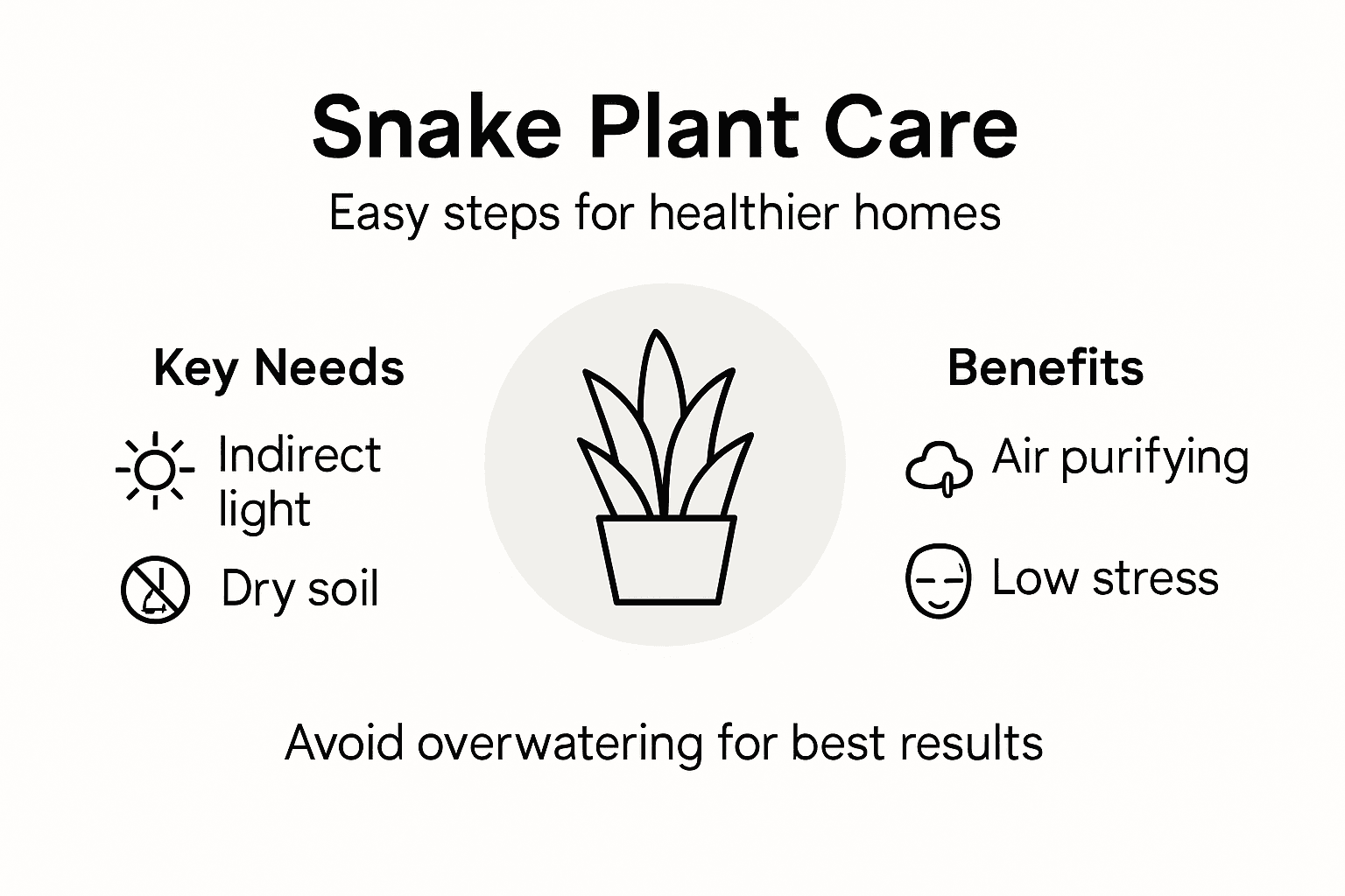Infographic highlighting key snake plant care tips