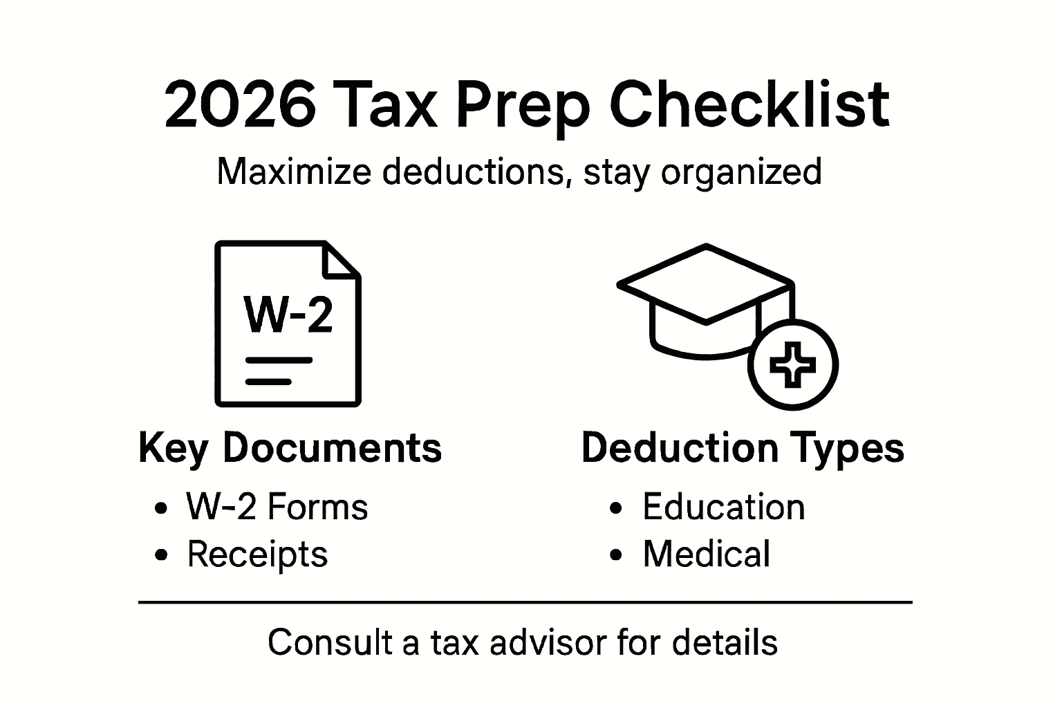 Infographic showing 2026 tax prep checklist
