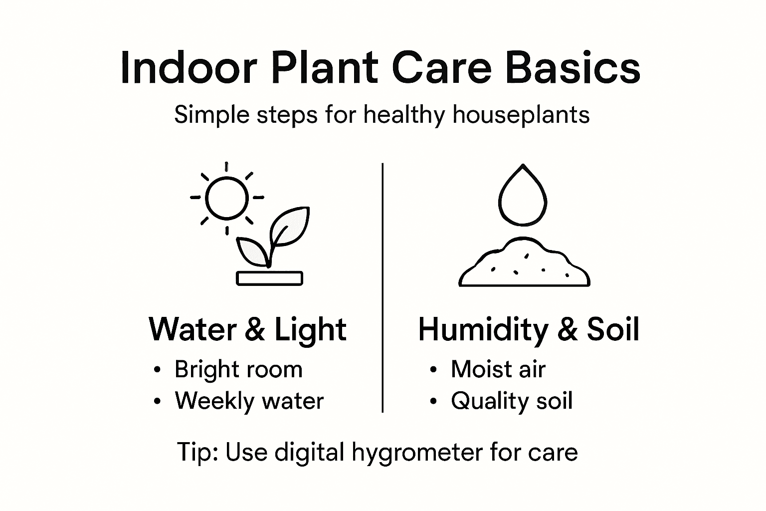 Infographic outlining indoor plant care essentials