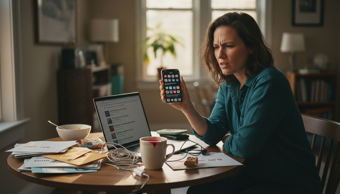 Woman scrutinizes investment offer for scam signs