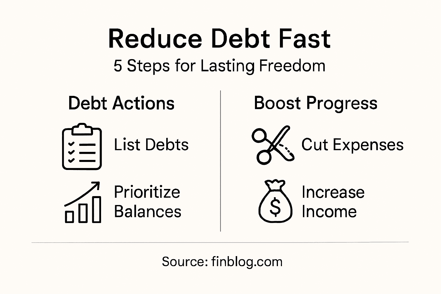 Infographic on steps to reduce debt