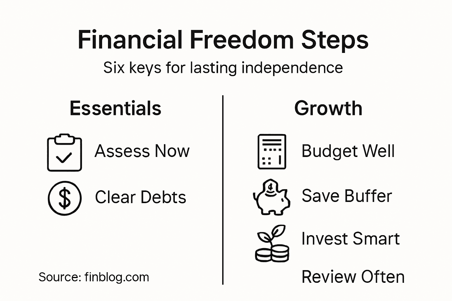 Infographic summarizing key financial freedom steps