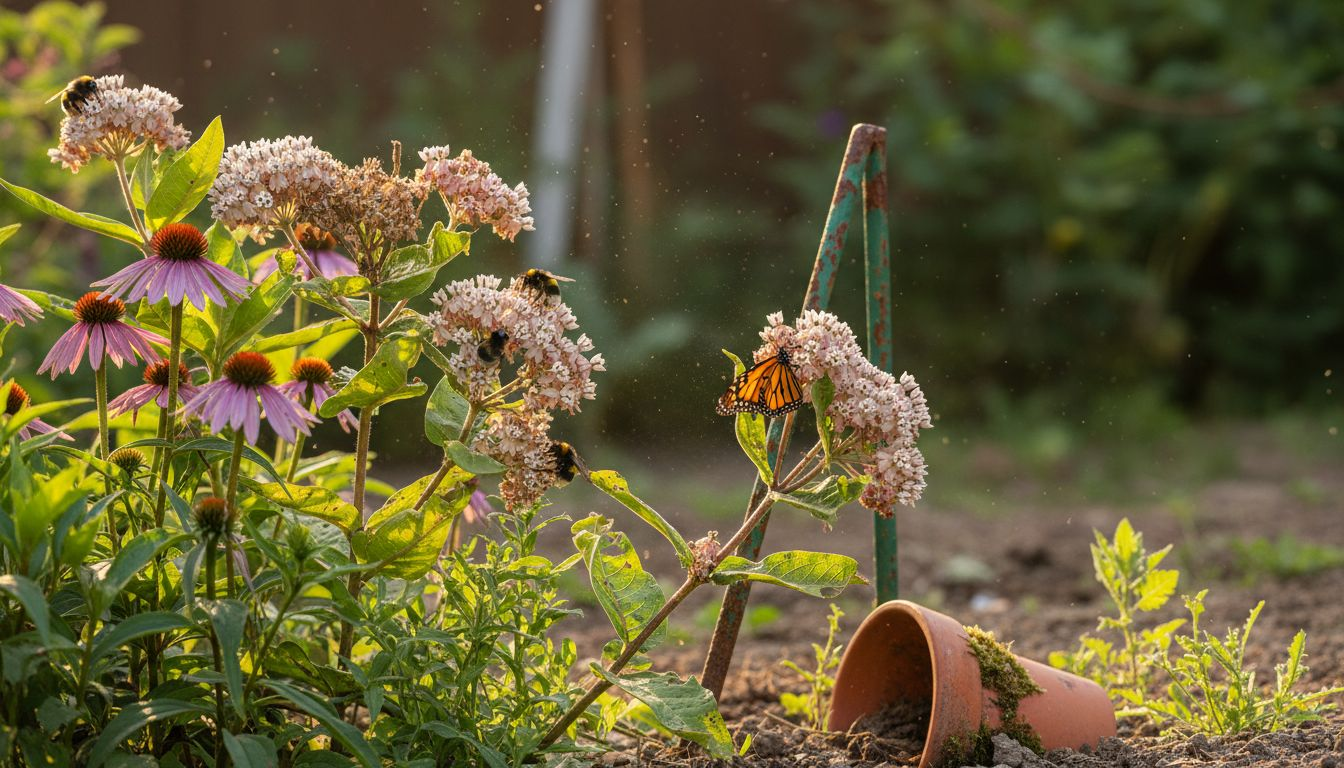 Bumblebees and butterflies on native garden plants