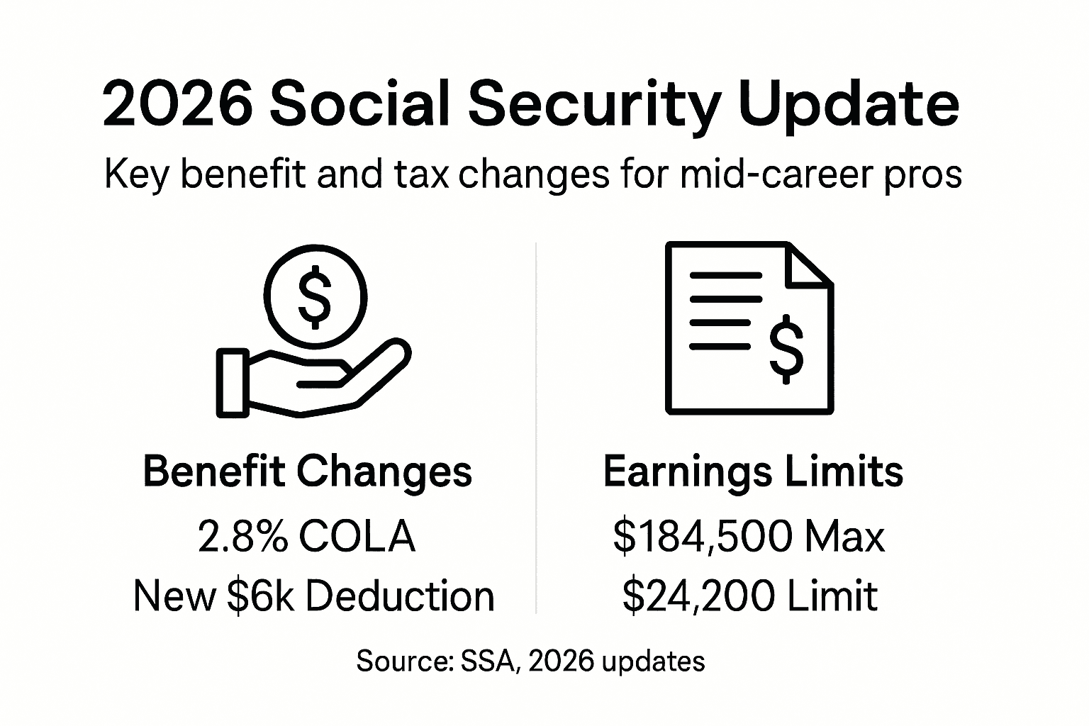 Infographic showing Social Security changes for 2026