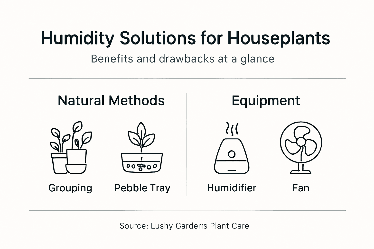 Infographic comparing humidity methods for plants