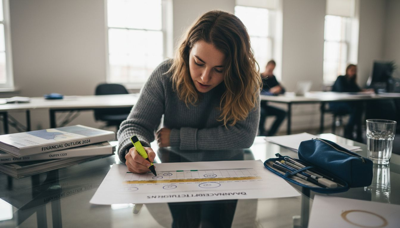 Analyst marking timeline of market corrections