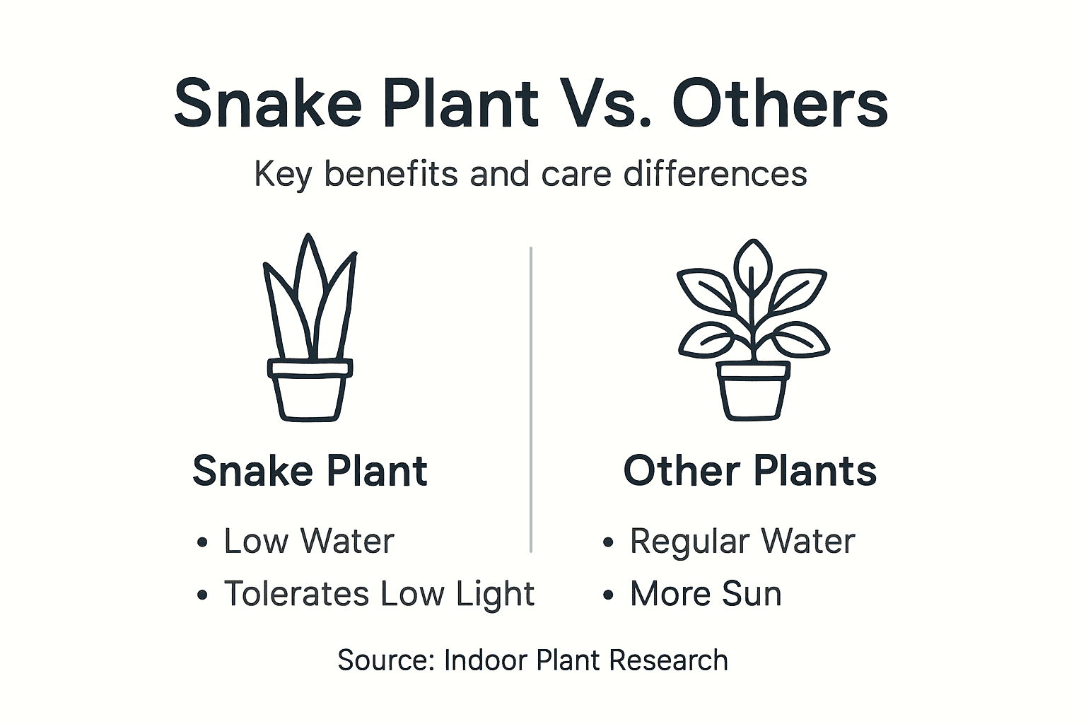 Infographic comparing snake plants to other houseplants