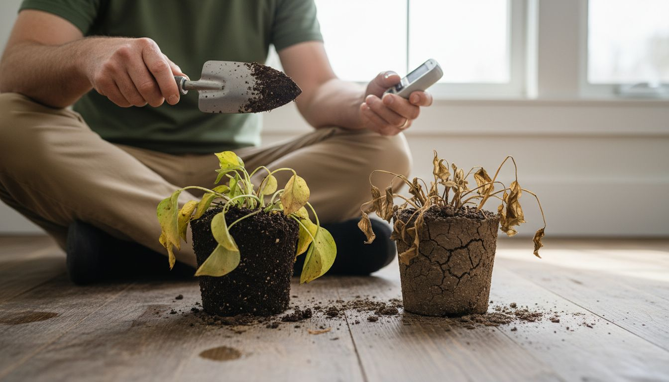 Comparing overwatered and underwatered plants