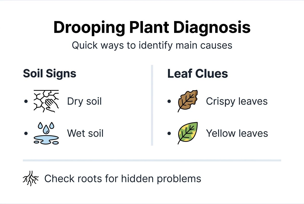 Infographic showing main plant drooping signs