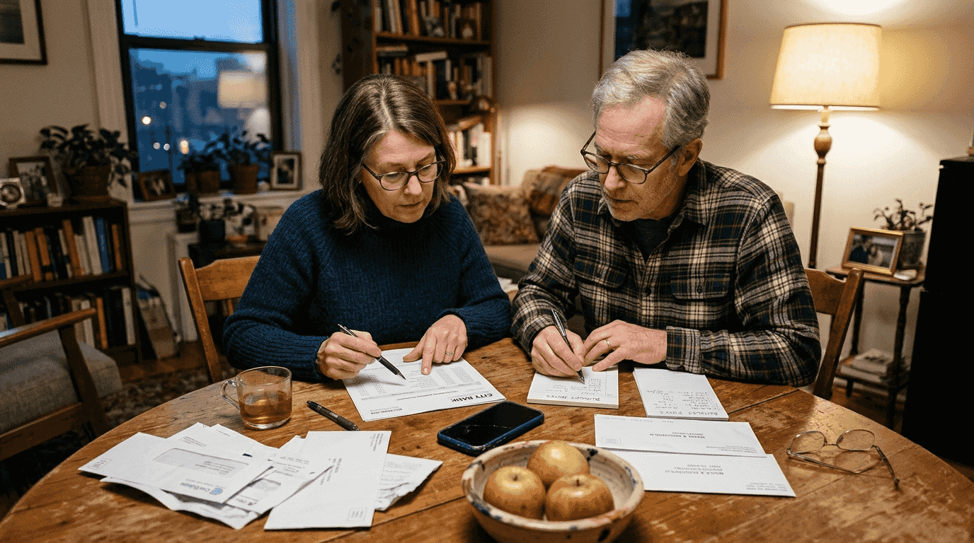 Couple budgeting at dining table