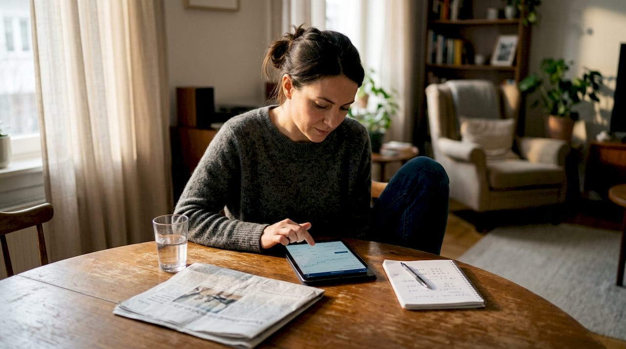 Woman managing reinvested dividends