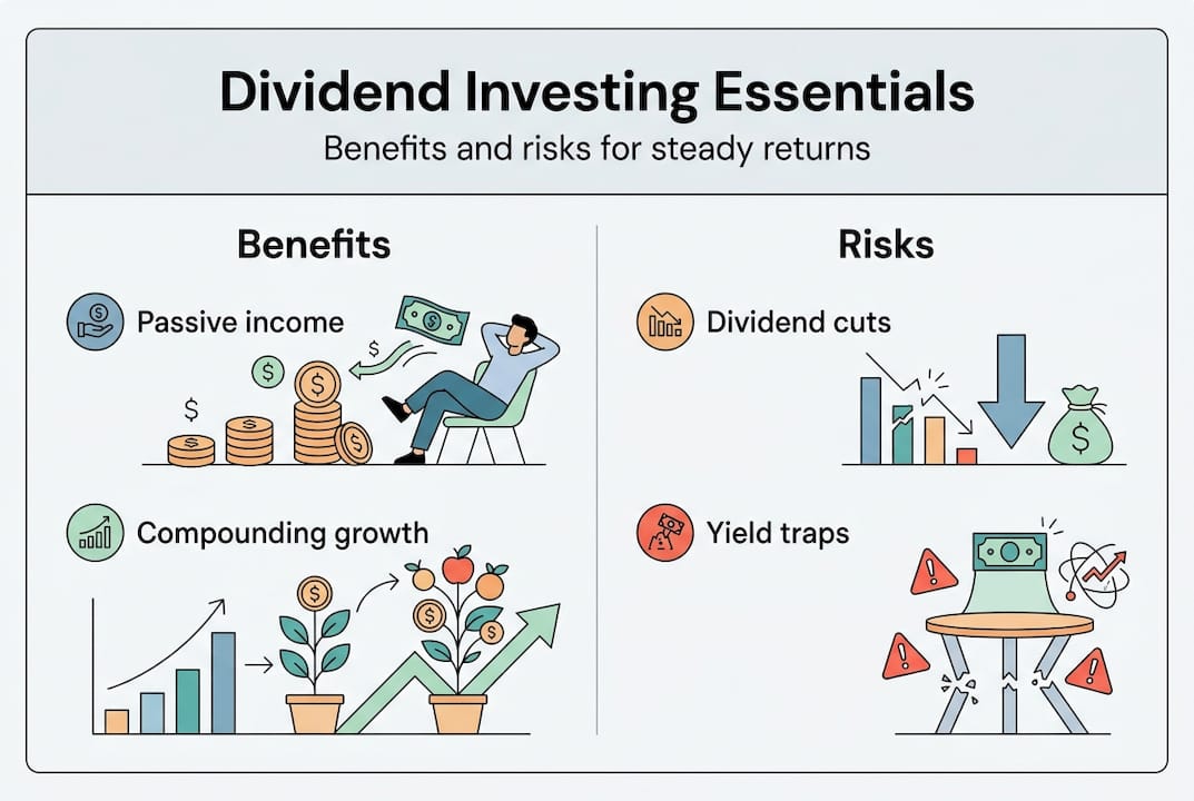 Infographic showing dividend benefits and risks