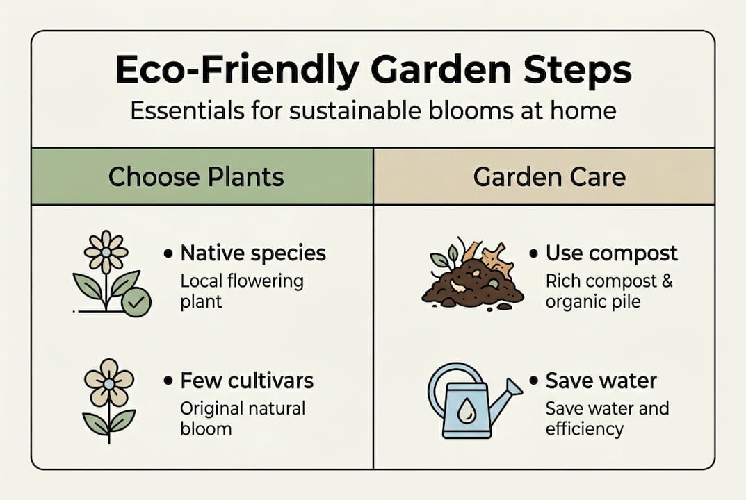 Infographic on sustainable flower garden essentials