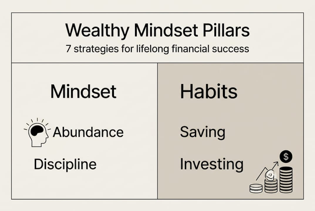 Infographic showing wealthy mindset pillars