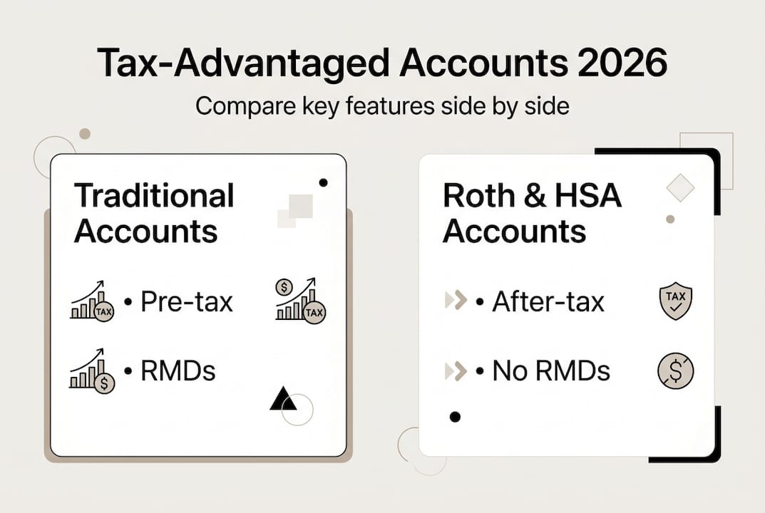 Infographic comparing retirement account features