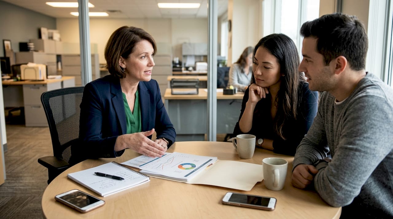 Advisor explains asset allocation choices to clients