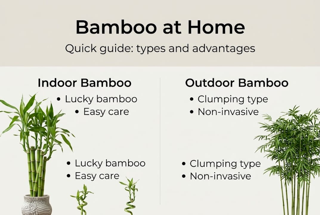 Infographic shows bamboo types and advantages