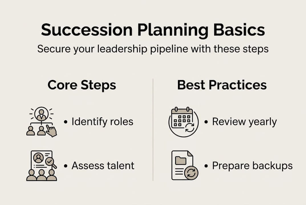 Infographic with succession steps and best practices